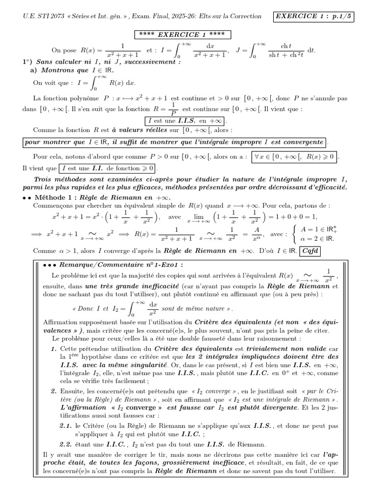 Series2026 EX Corr | PDF | Limite (mathématiques) | Intégral