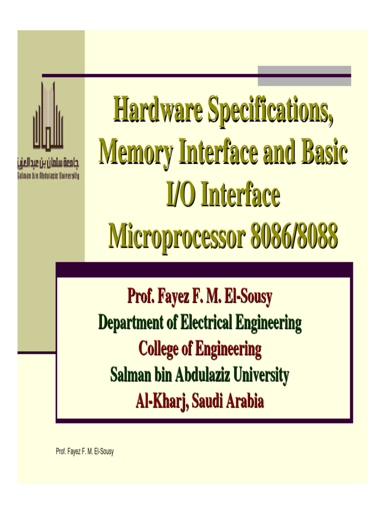 Hardware Specifications, Memory Interface and Basic I - O Interface ...