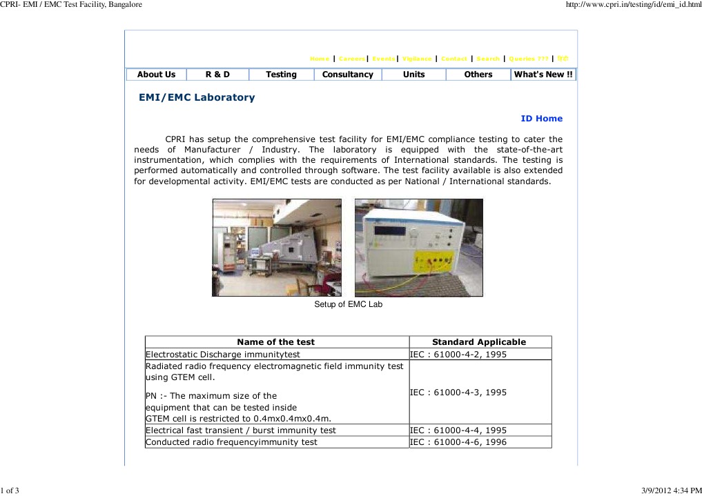 CPRI EMI/EMC Testing Facility Overview | PDF | Electromagnetic ...