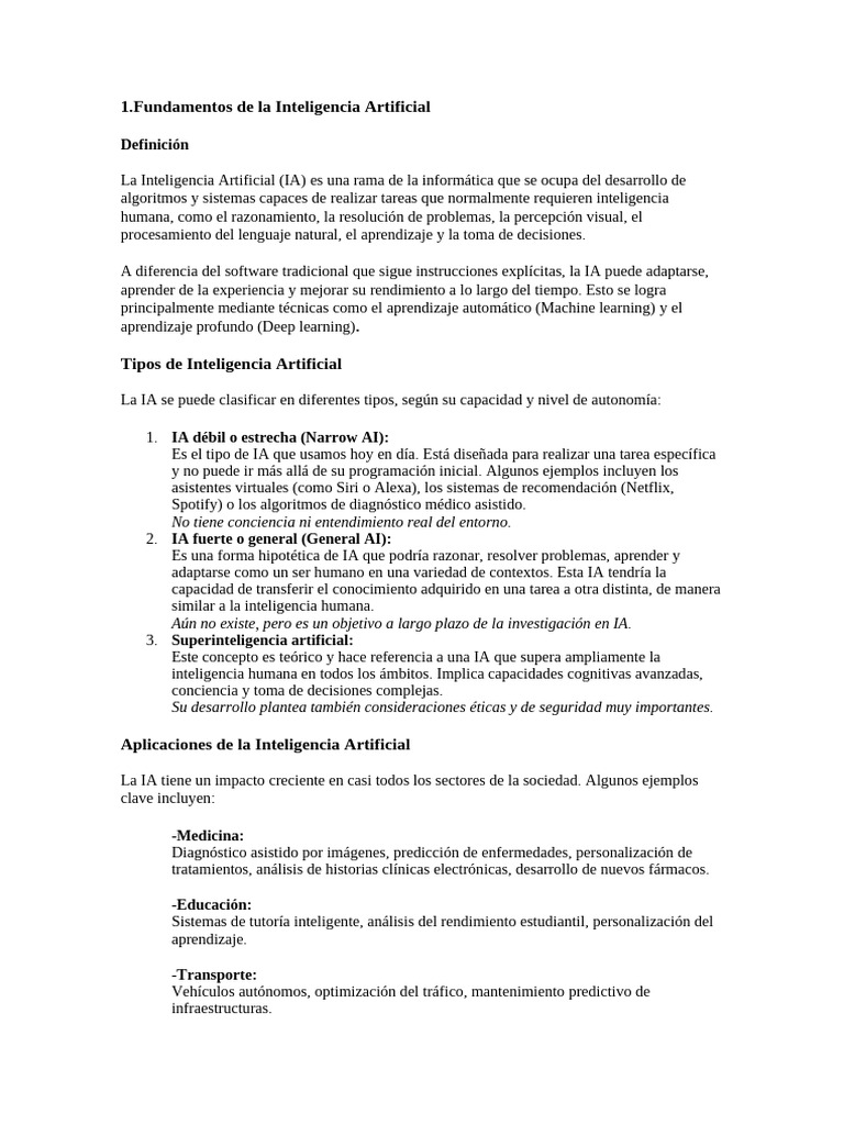 Fundamentos de La Inteligencia Artificial (Parte 1) | PDF ...