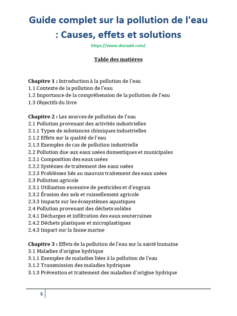 Guide Complet Sur La Pollution de Leau Causes Effets Et Solutions | PDF ...