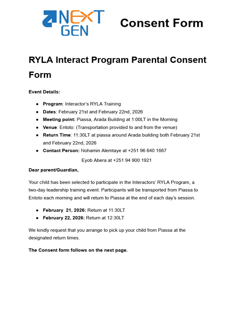RYLA Consent Form 260219 174531 | PDF