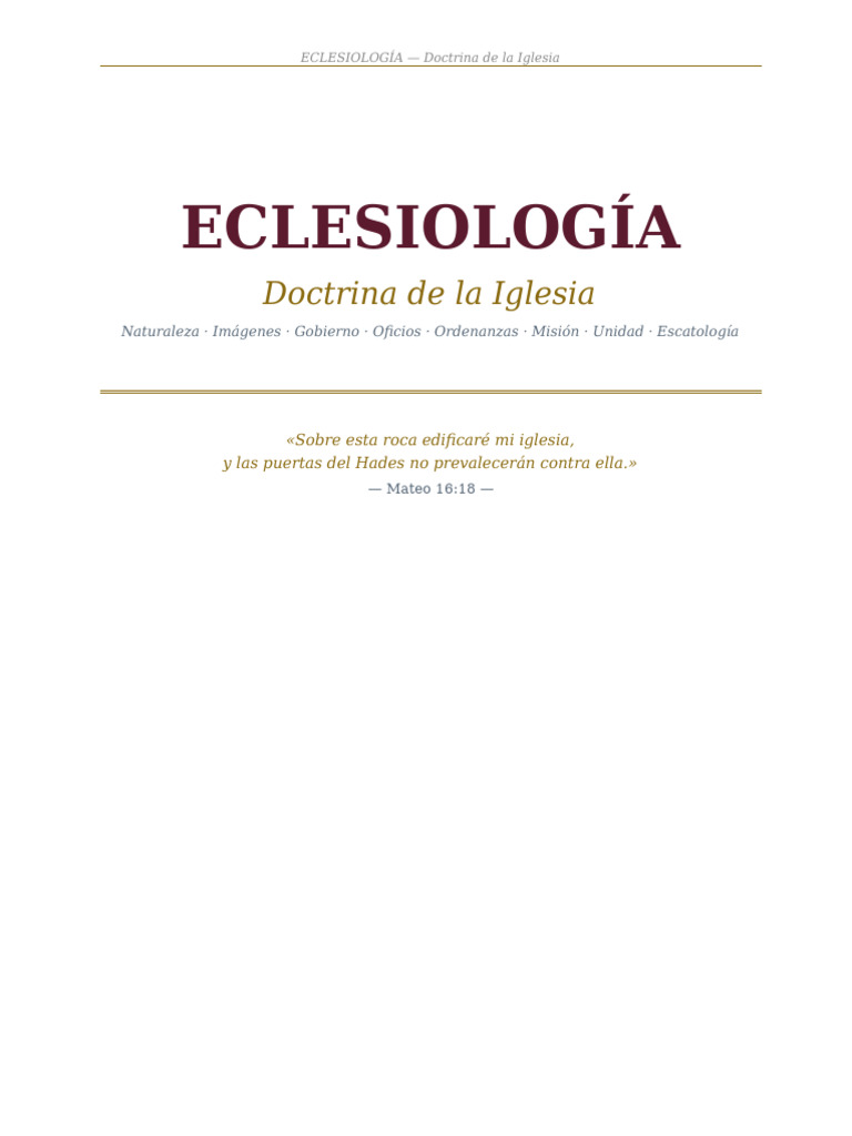 Eclesiologia Indice Exhaustivo | PDF | Iglesia cristiana | Sacramentos