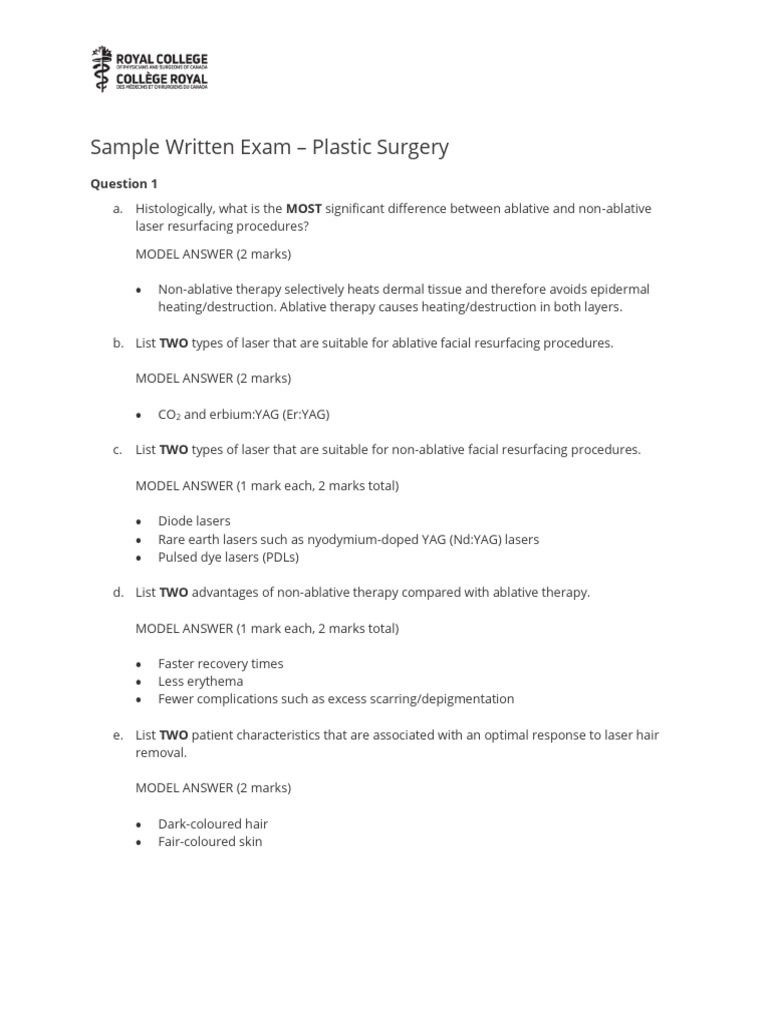 2025 Plastic Surgery Sample Written Saq Exam e | PDF | Clinical ...