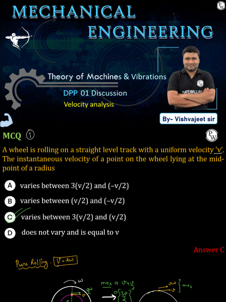 (Theory of Machines and Vibrations) Velocity Analysis DP | PDF