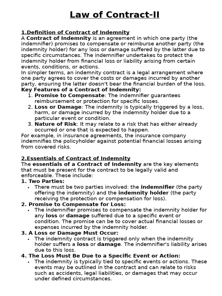 Contract Internal Assessment Answer | PDF | Guarantee | Indemnity