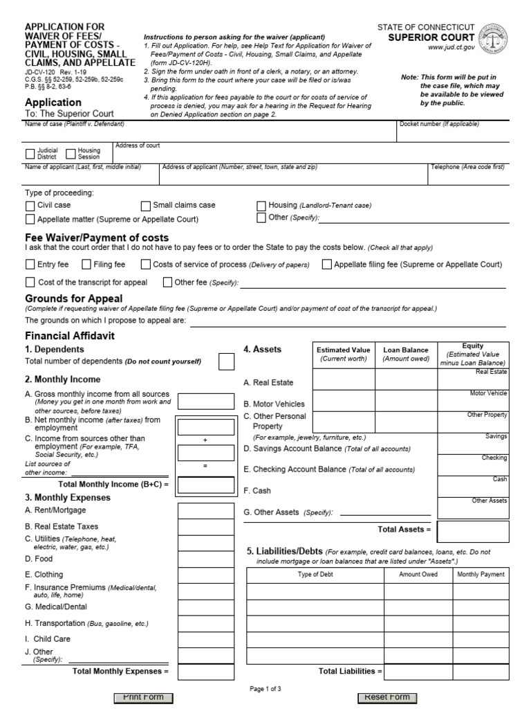 Application For A Waiver of Fees | PDF