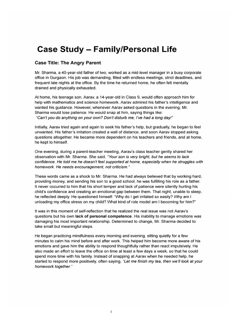 Case Study - Family - Personal Life | PDF