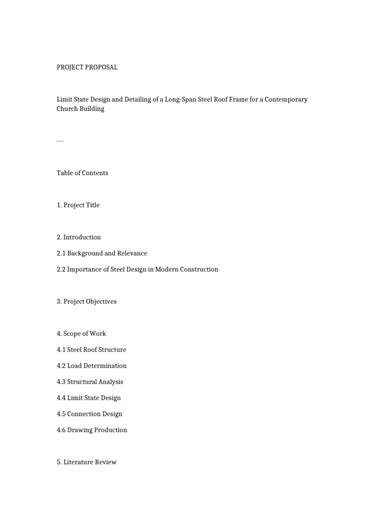 Long-Span Steel Roof Church Project Proposal | PDF | Structural ...