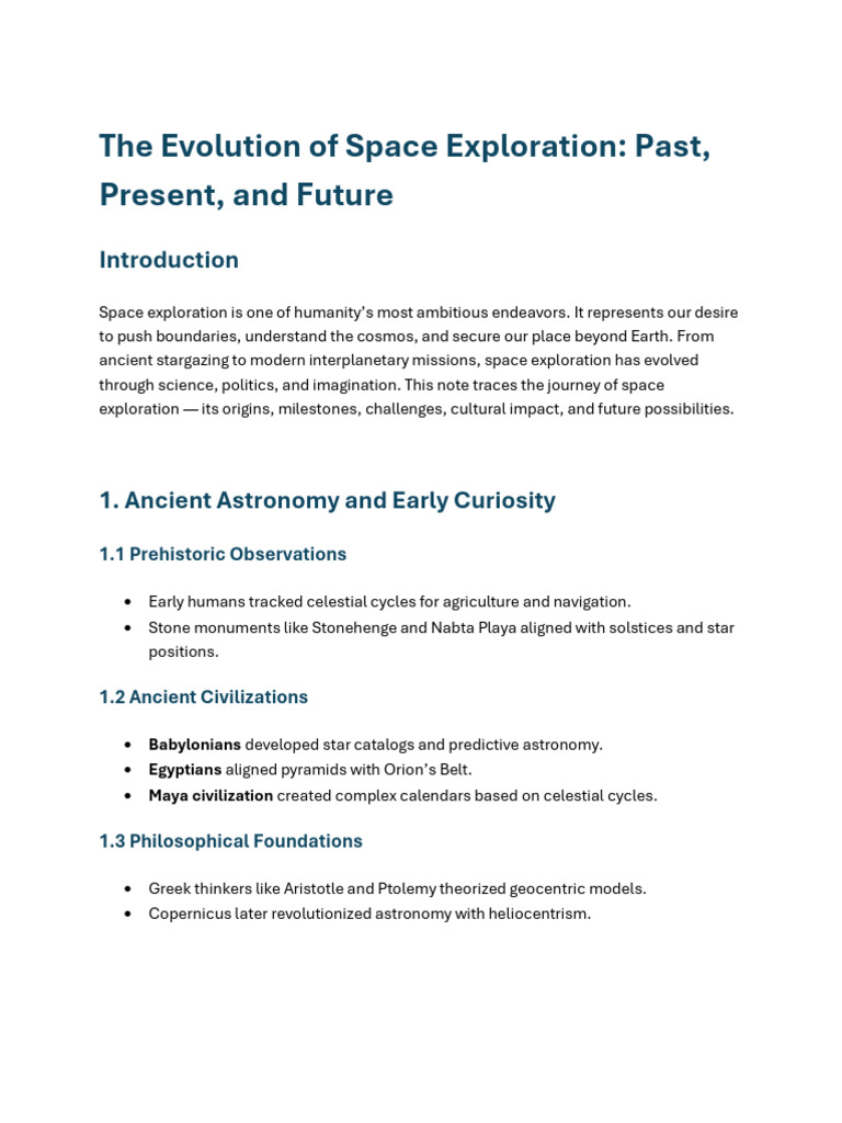 The Evolution of Space Exploration | PDF | Space Exploration | Outer Space