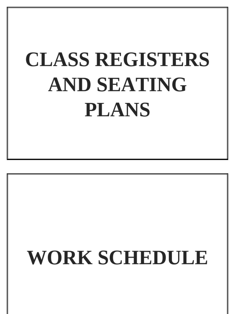 Class Registers and Seating Plans | PDF