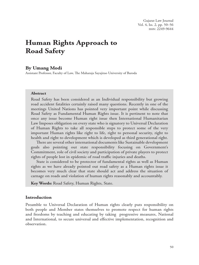 Human Rights Approach To Road Safety | PDF | Human Rights | Traffic ...
