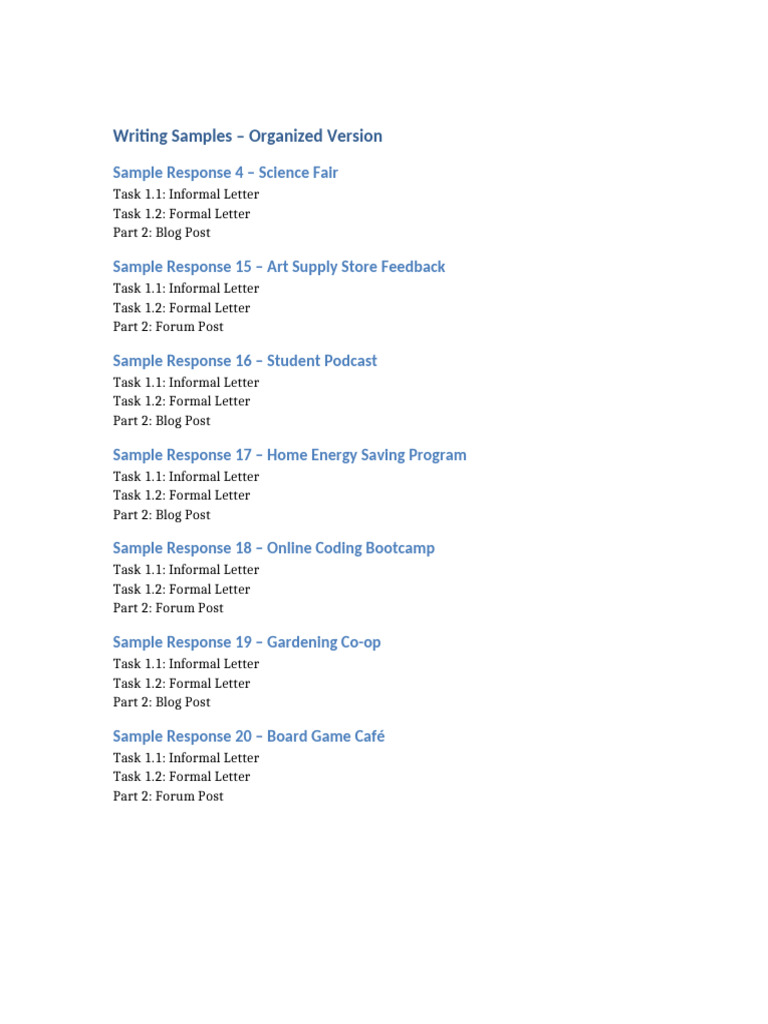 CEFR Writing Samples Organized | PDF