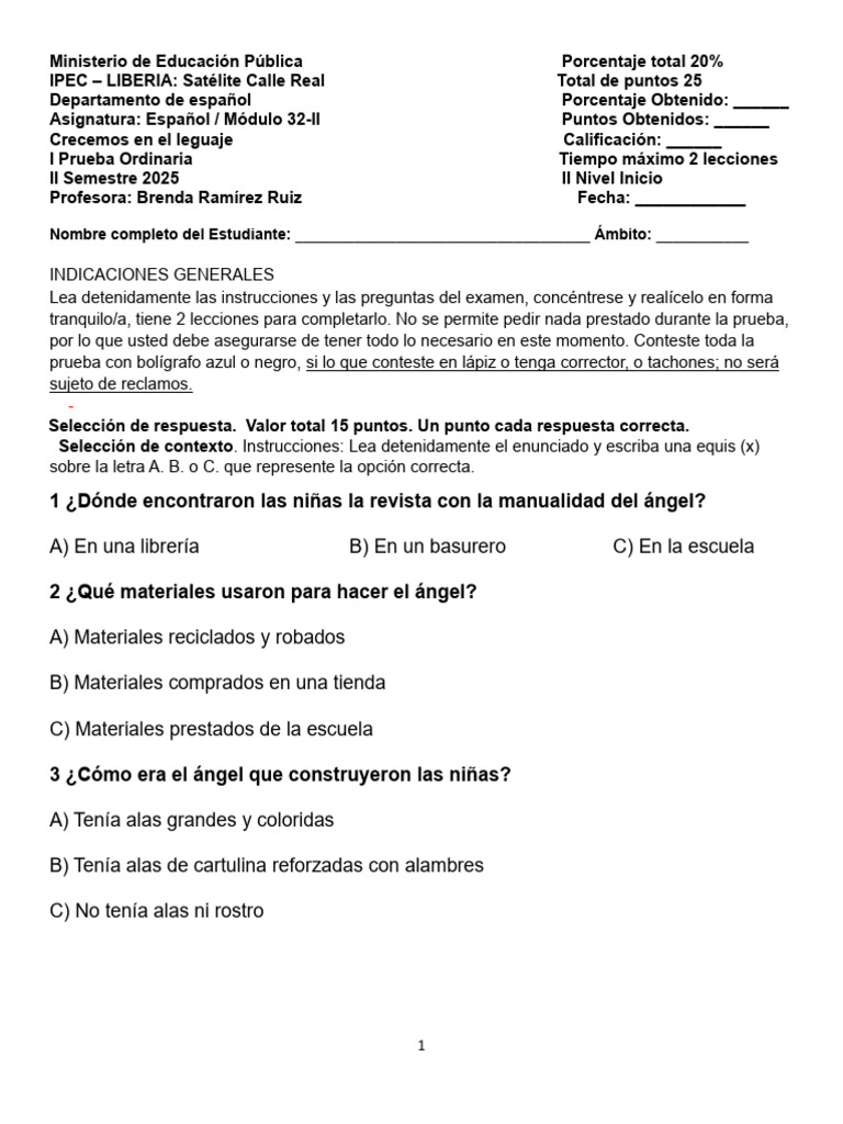 Examen y Tabla de Especificacion 32-II de Finalizacion | PDF