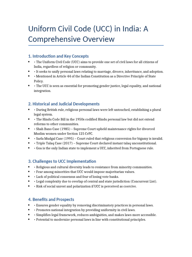 UCC India Key Points and Legal Articles | PDF | Universalism | Justice