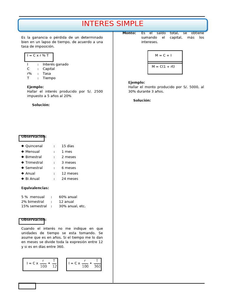 Problemas de Interes Simple Para Cuarto de Secundaria | PDF | Sector ...