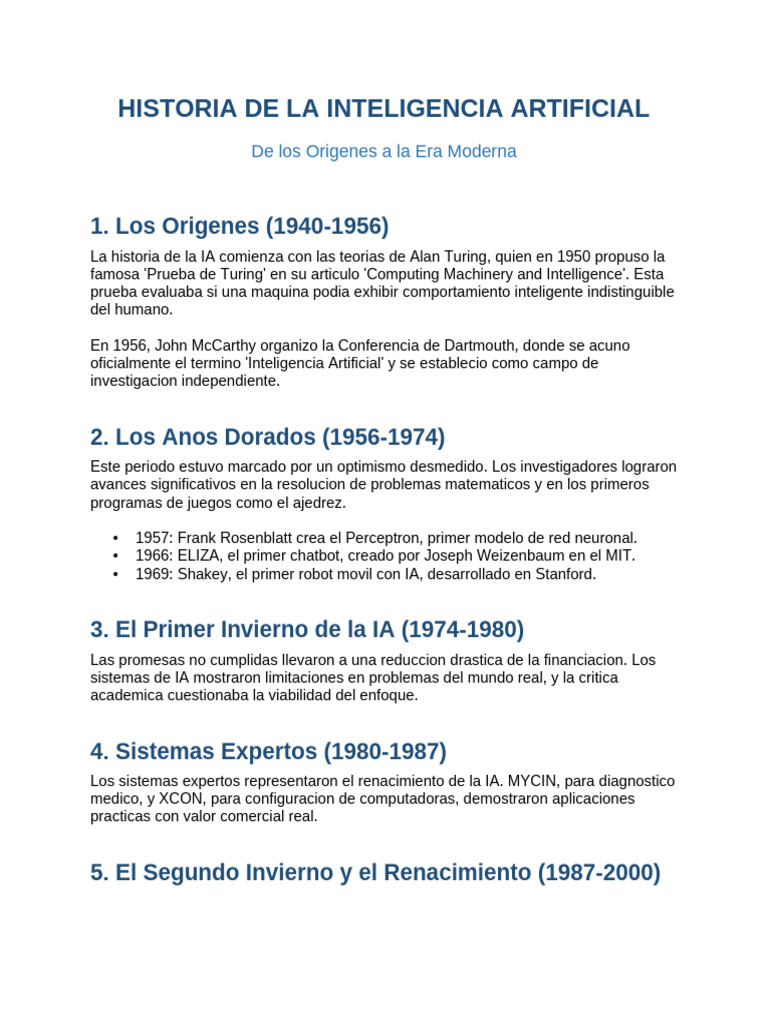 02 Historia de La IA | PDF | Inteligencia artificial | Inteligencia (IA ...