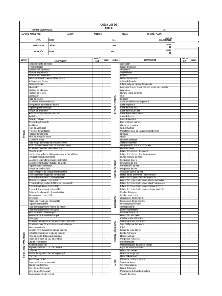 Checklist Mixer - Intertech | PDF | Embrague | Radiador