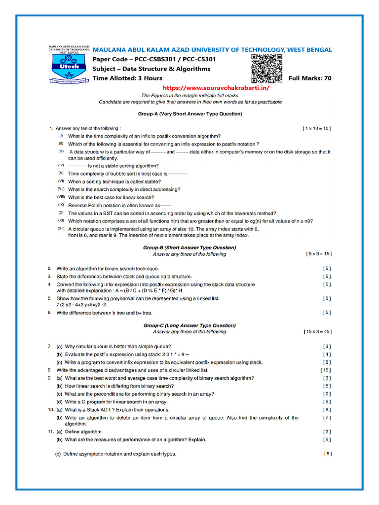 Data Structure & Algorithms (2023) PYQ | PDF