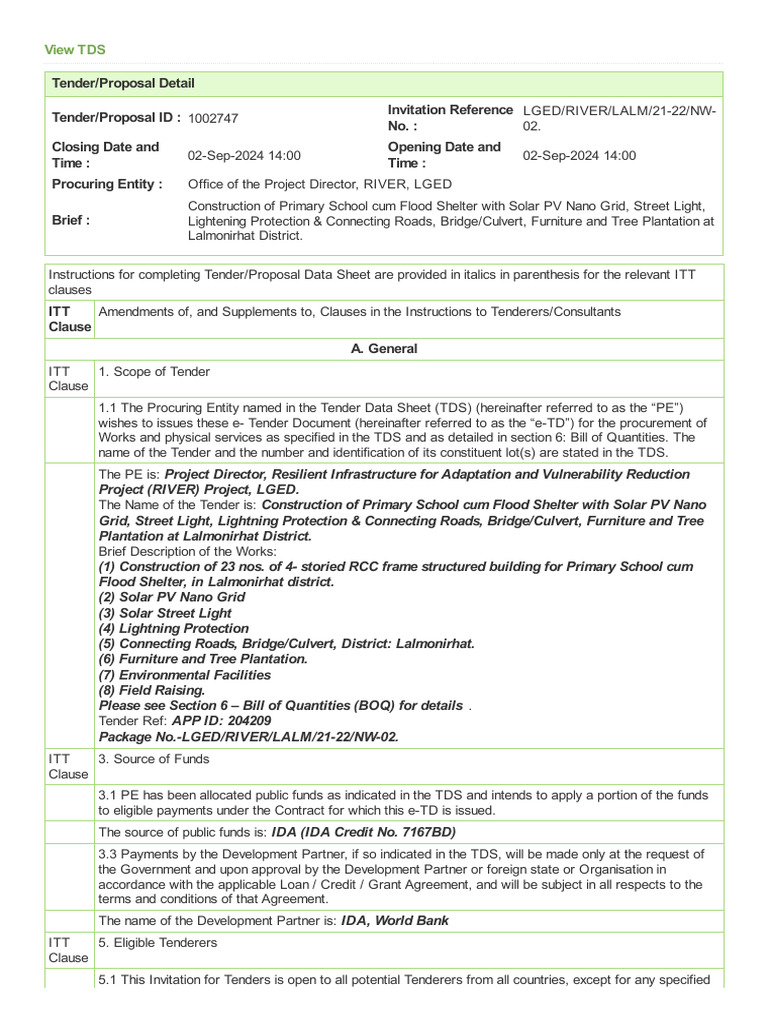 Section2 - Tender Data Sheet | PDF