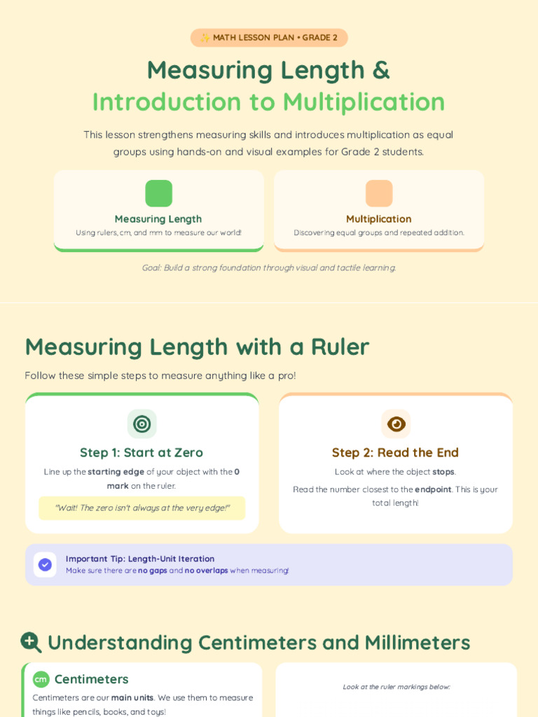 Measuring Length & Introduction To Multiplication | PDF ...