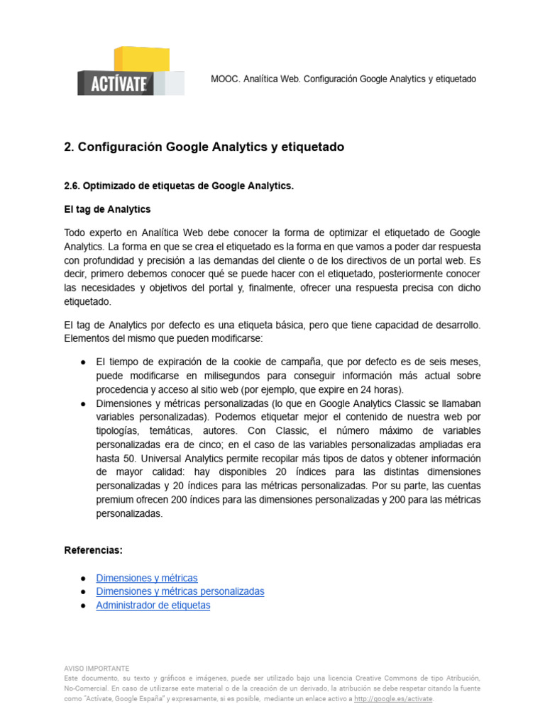 2.6. Optimizado de Etiquetas de Google Analytics | PDF
