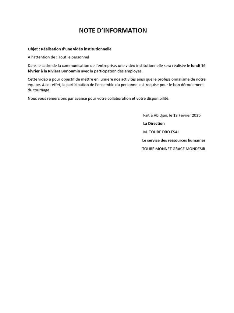 Note D'information | PDF