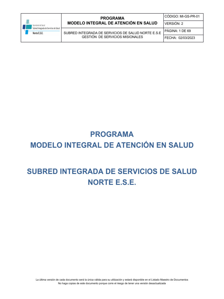 6 Migspr01 Programa Modelo Integral de Atencion en Salud | PDF | Género ...