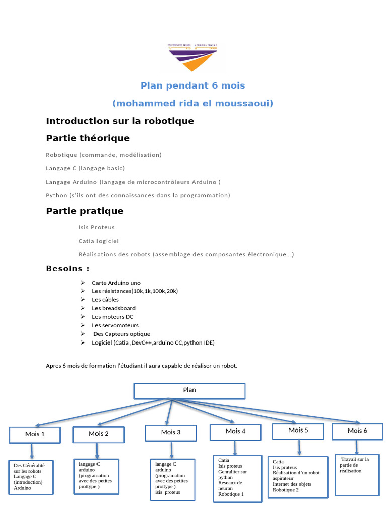Plan Pendant 6 Mois | PDF | Arduino | Informatique