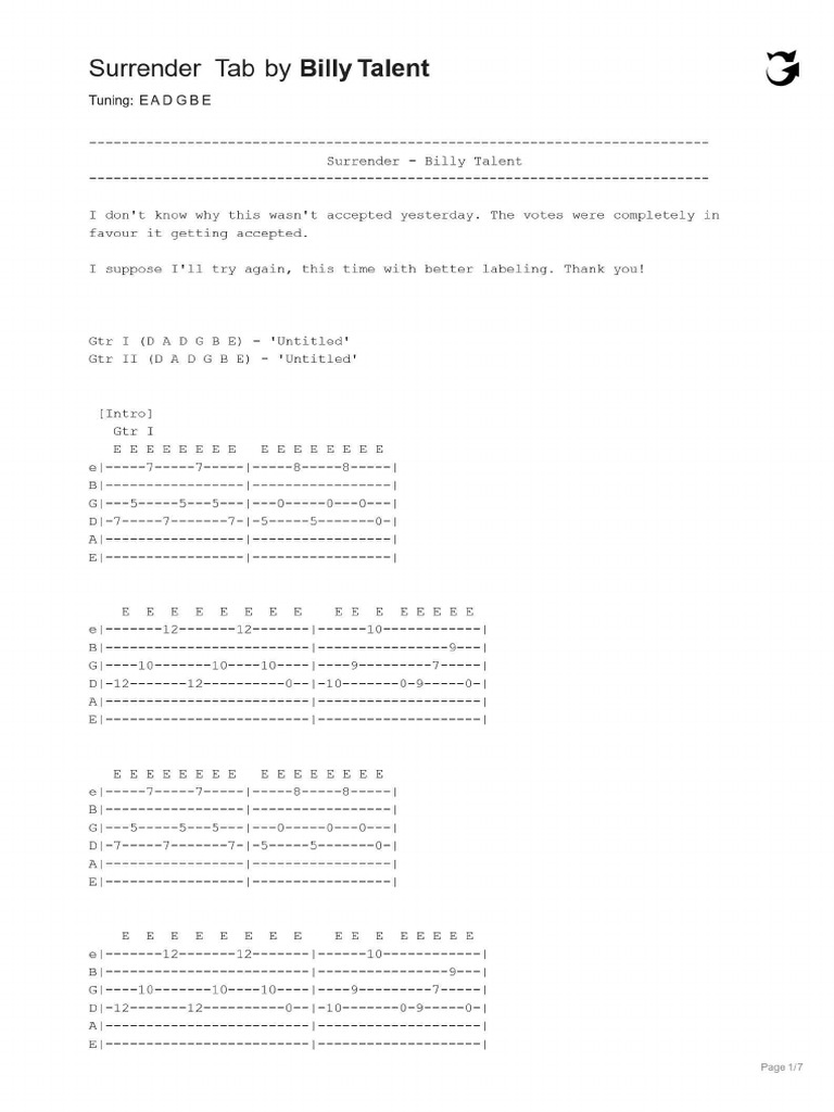 Surrender Tab | PDF