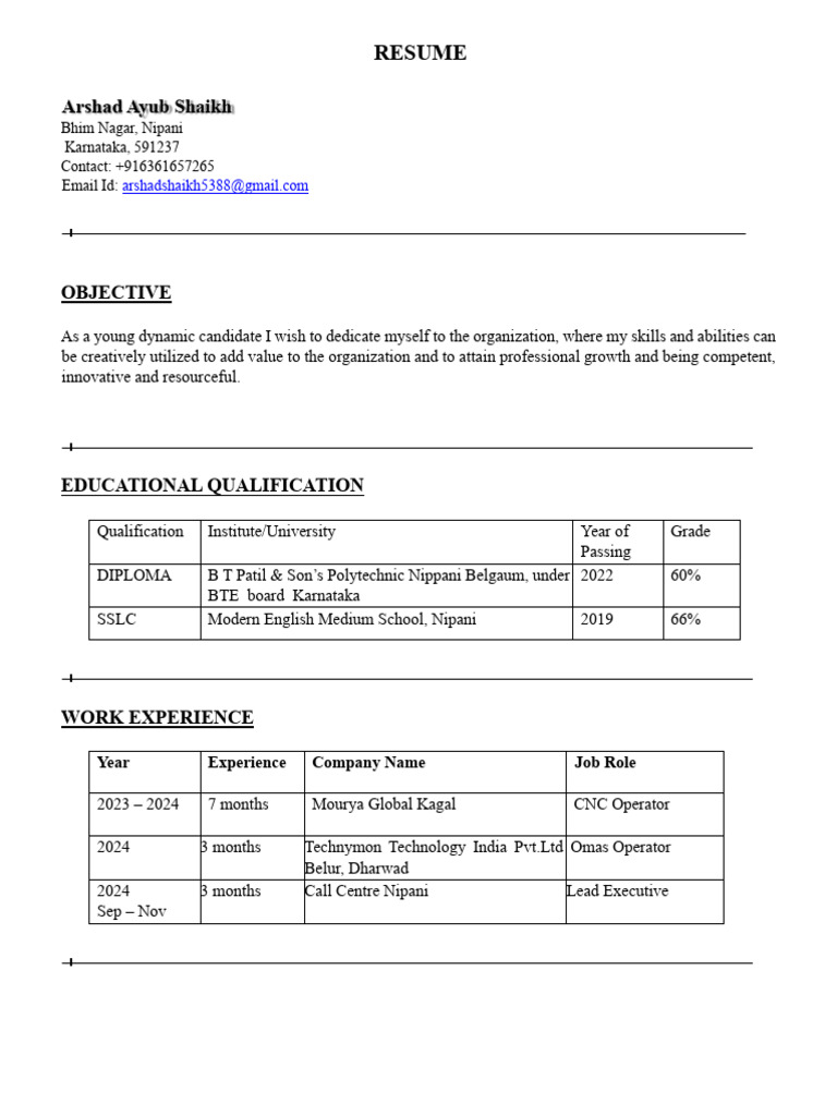 As Resume | PDF