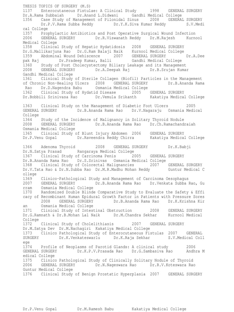 Aiims general surgery thesis topics picture