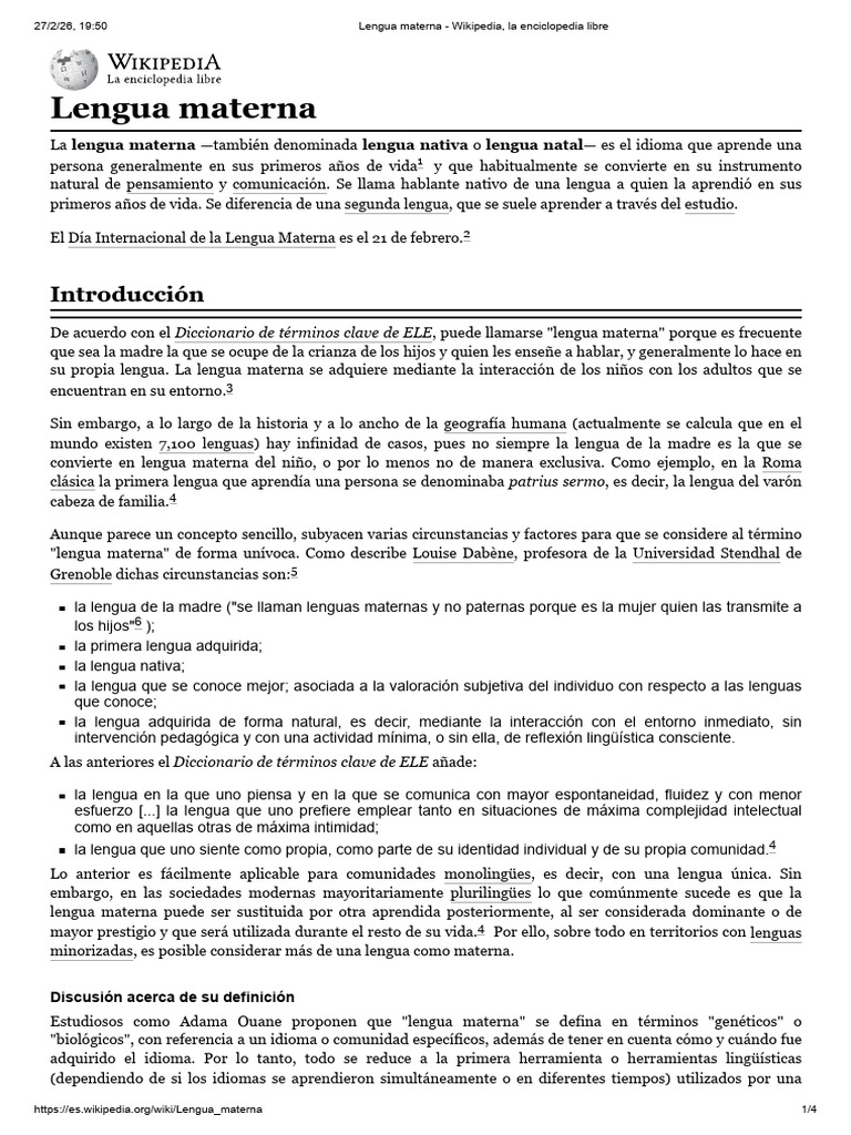 Lengua Materna | PDF | Primer idioma | Globalización Cultural
