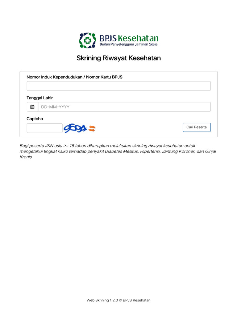 Skrining Web BPJS Kesehatan | PDF