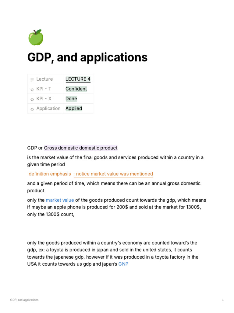 GDP and Applications | PDF | Gross Domestic Product | Economics