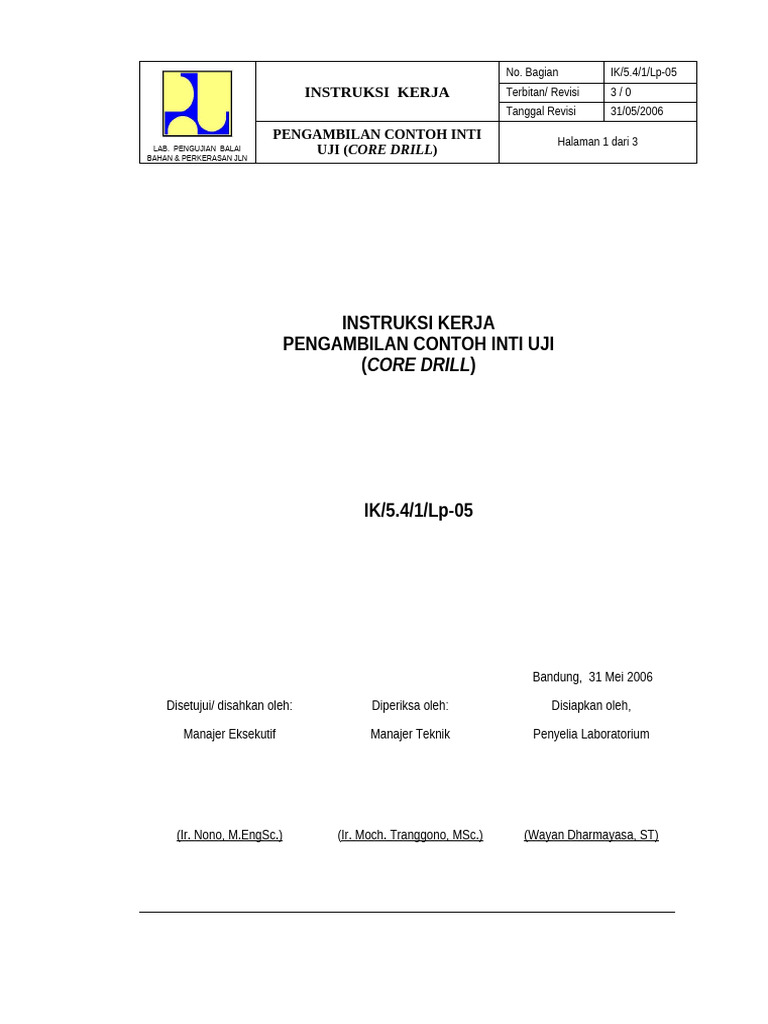 IK - IK - 5.4 - 1 - As-05 Pengambilan Contoh Inti (Core Drill) - Ver 3 ...