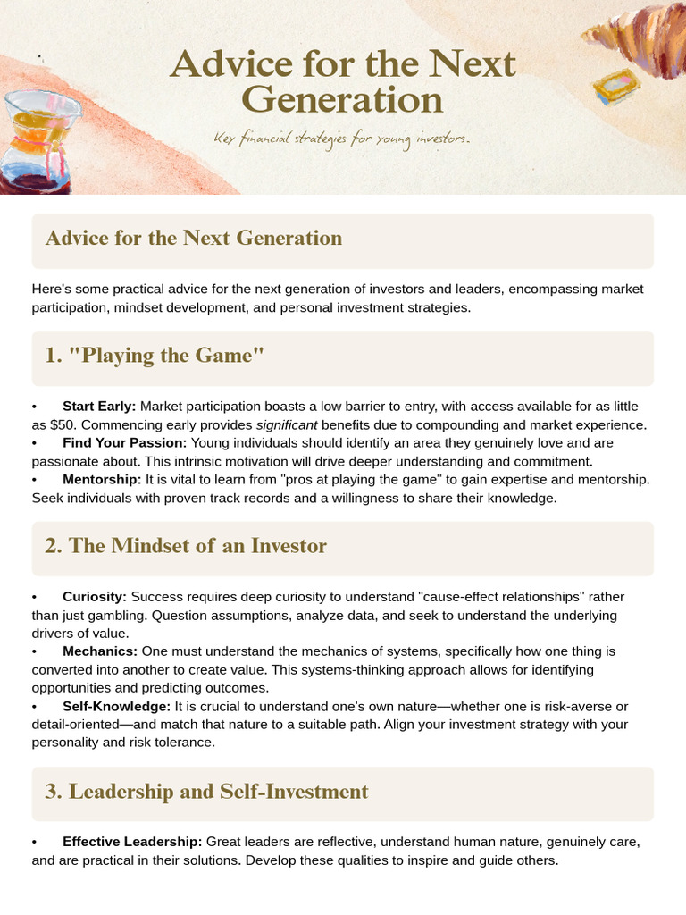 Advice For The Next Generation | PDF | Mentorship | Leadership