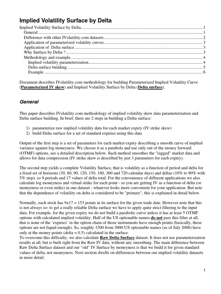 Delta Surface Methodology - Implied Volatility Surface by Delta | PDF ...