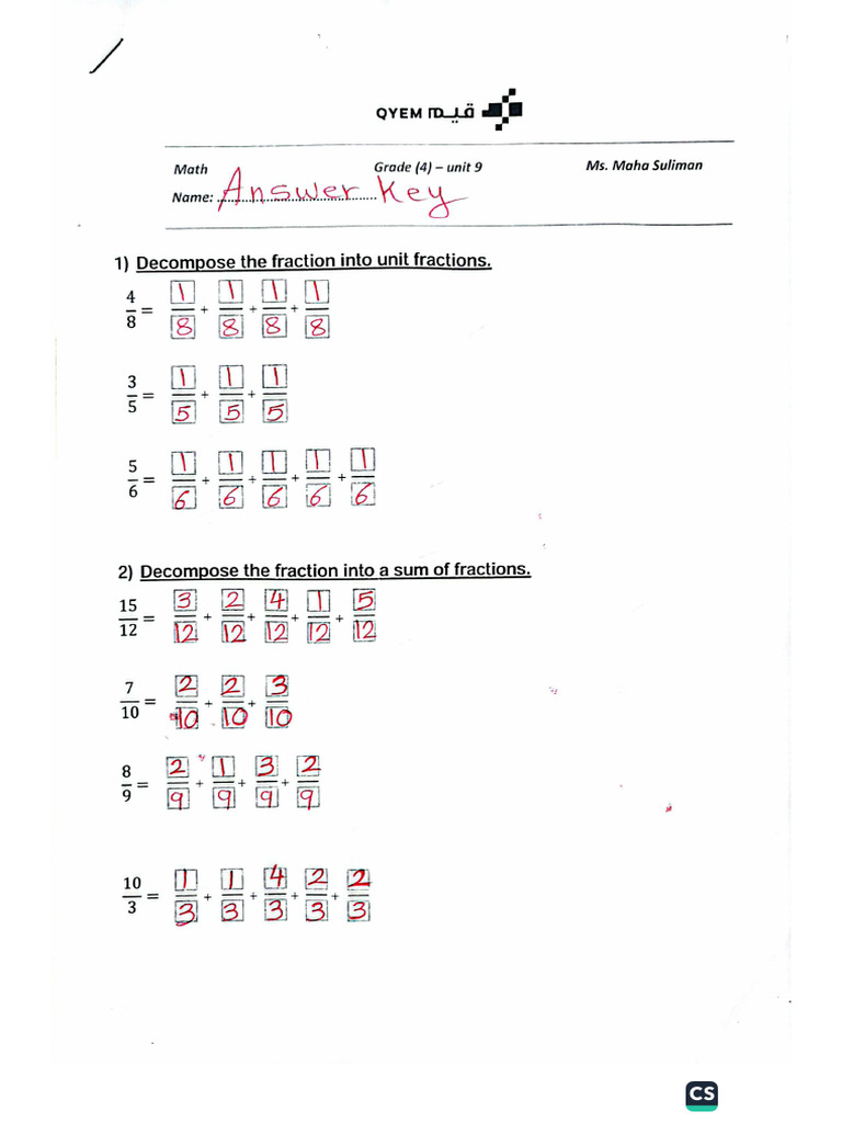Answer Key Unit 9 G4 | PDF
