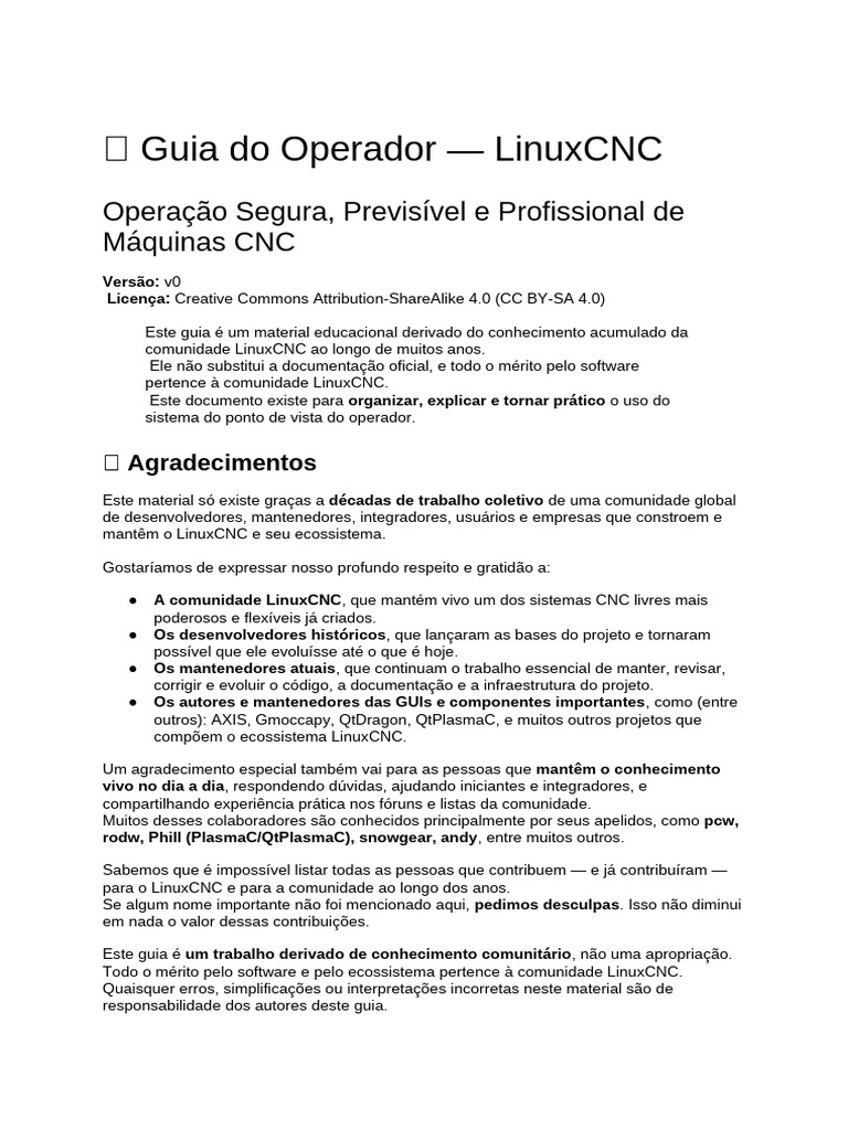Guia Do Operador - LinuxCNC | PDF | Máquinas