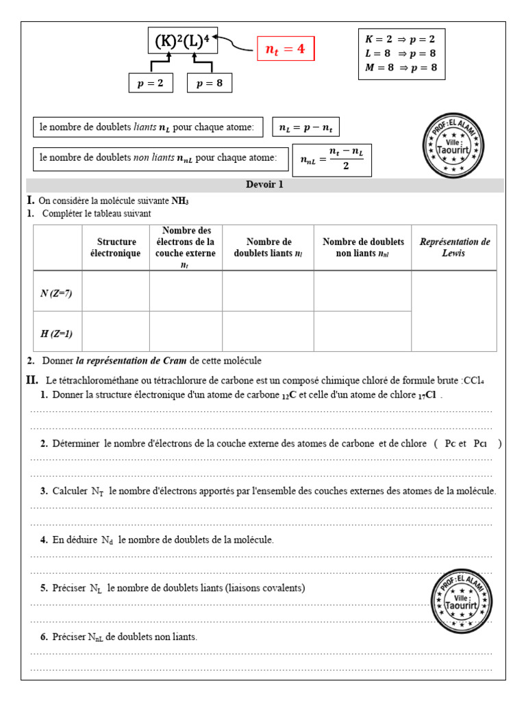 Devoir 4 | PDF | Liaison covalente | Chimie physique