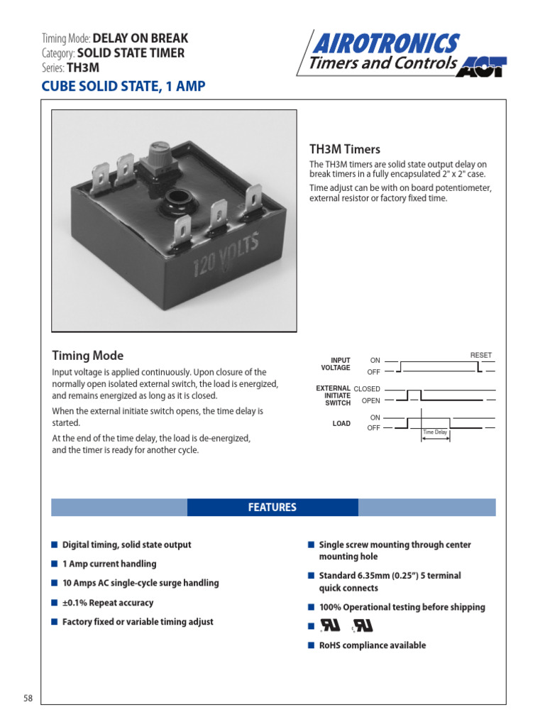 Solid-State Output Delay On Break Timers | PDF | Alternating Current ...