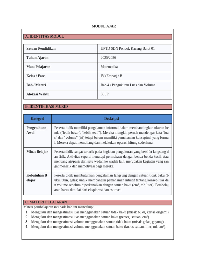 Modul Ajar Matematika Bab 4 | PDF