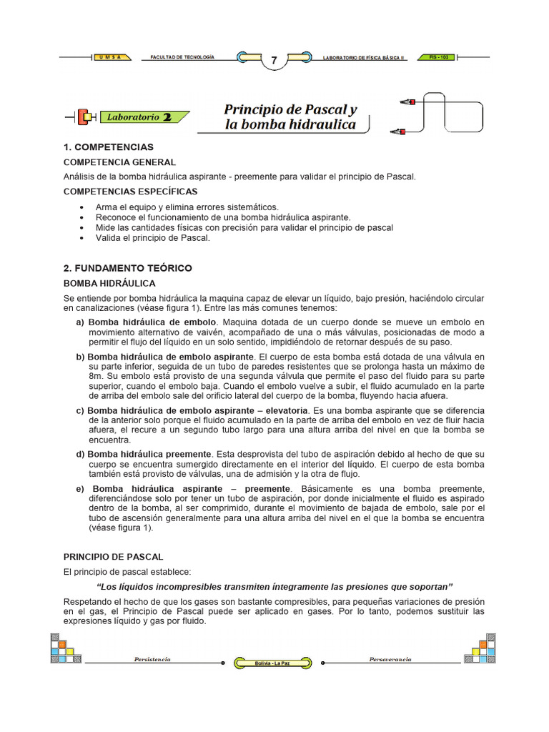 Lab 2 Principio de Pascal | PDF | Bomba | Líquidos