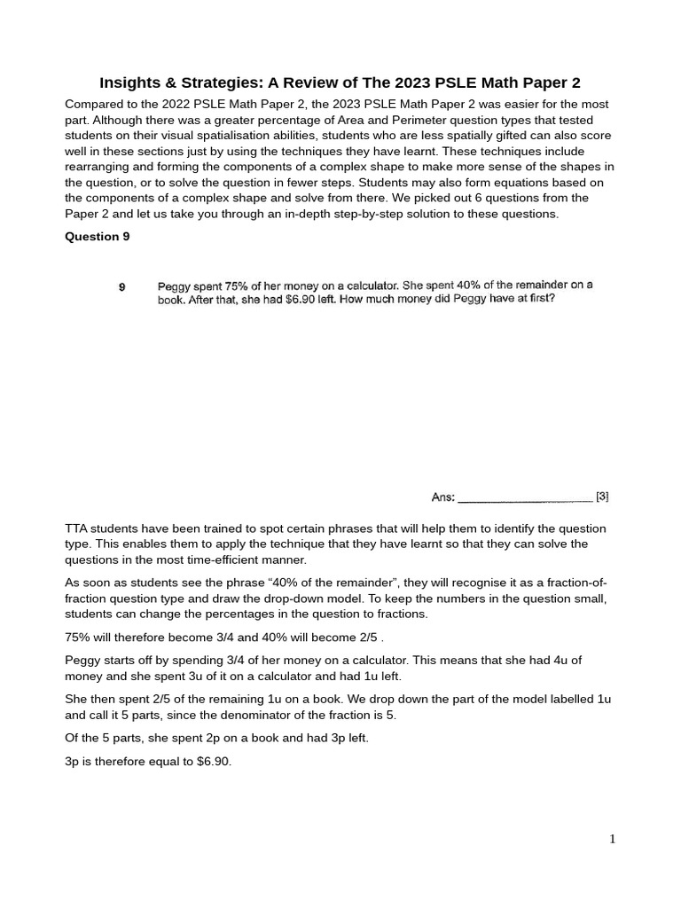A Review of The 2023 PSLE Math Page 2 | PDF