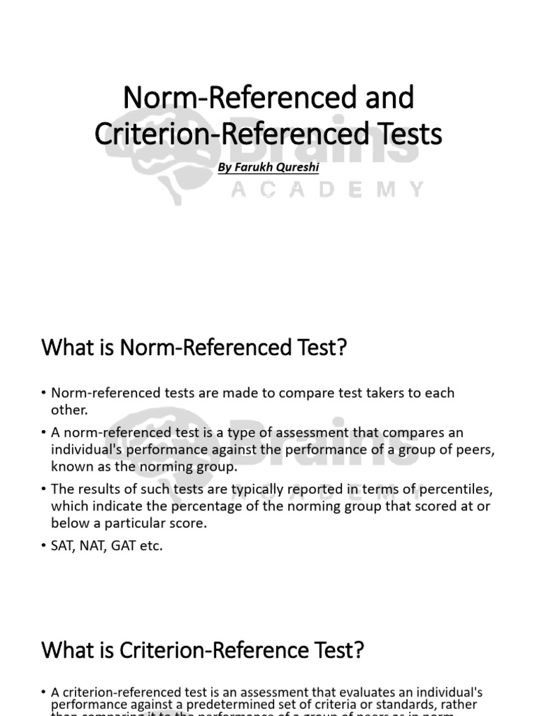 Norm-Referenced and Criterion-Referenced Tests | PDF | Educational ...