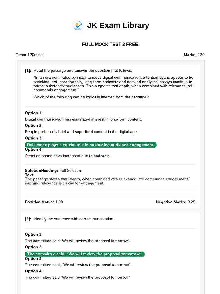Full-Mock-Test-2-Free JKSB | PDF | Computer Data Storage | Gross ...