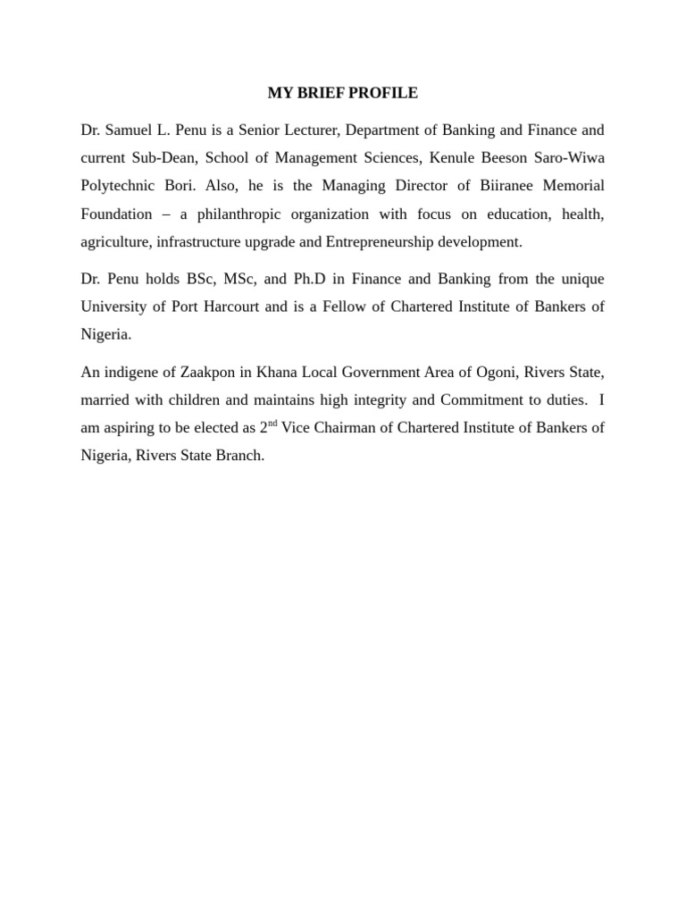 My Brief Profile - 050614 | PDF