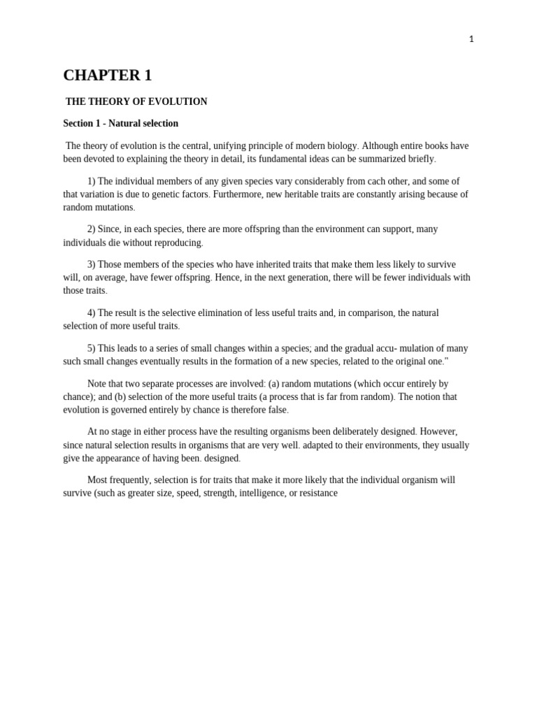 Chapter 1 | PDF | Natural Selection | Gene