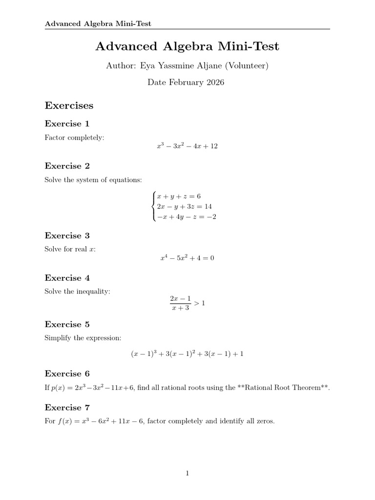 Normal Algebra Exercices | PDF | Algebra | Zero Of A Function